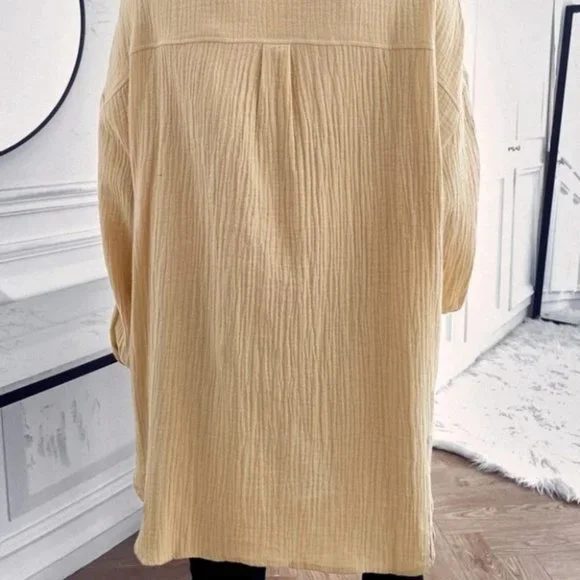 Casual Textured Pocket Patched button down Blouse khaki - Picture 7 of 7